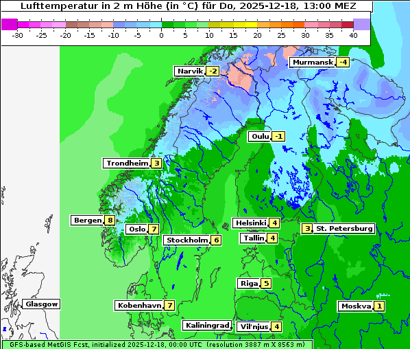 Temperatur, 18. 12. 2025