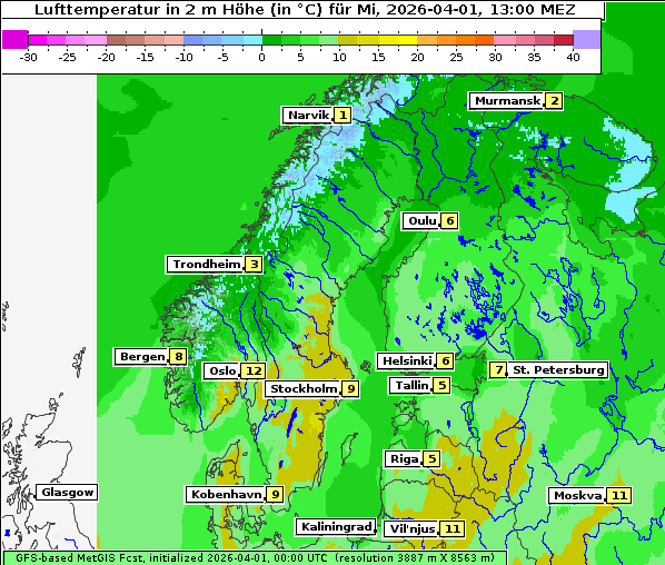 Temperatur, 1. 4. 2026