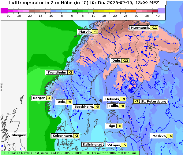 Temperatur, 19. 2. 2026