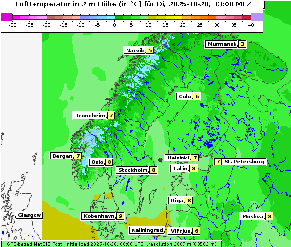 Temperatur, 28. 10. 2025