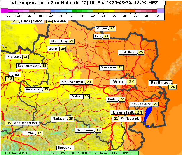 Temperatur, 30. 8. 2025