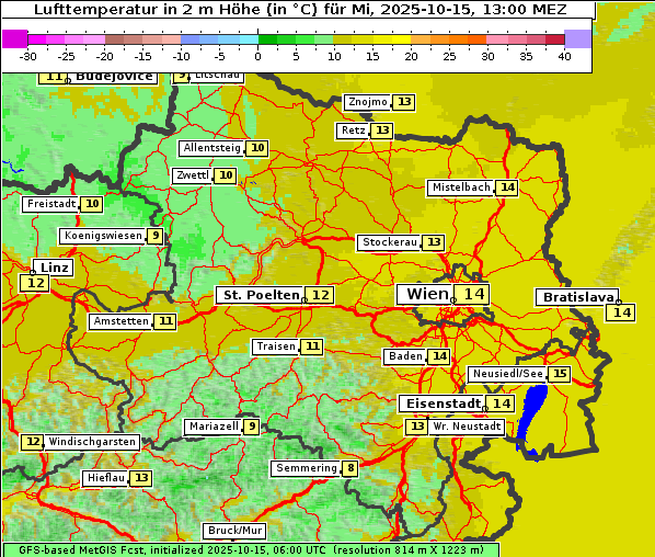 Temperatur, 15. 10. 2025