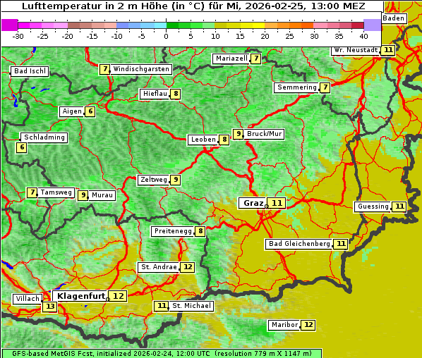 Temperatur, 25. 2. 2026