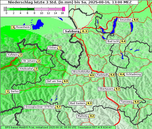 Niederschlag, 16. 8. 2025