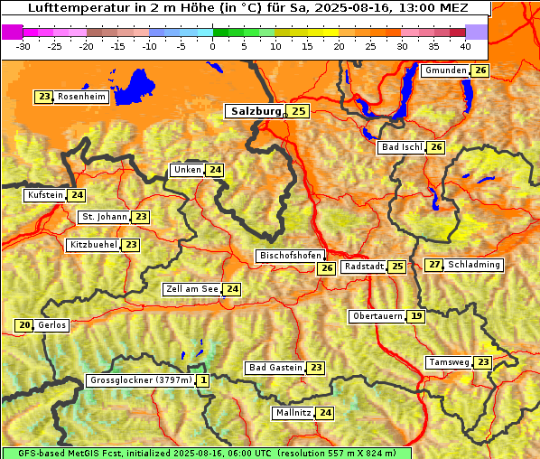 Temperatur, 16. 8. 2025