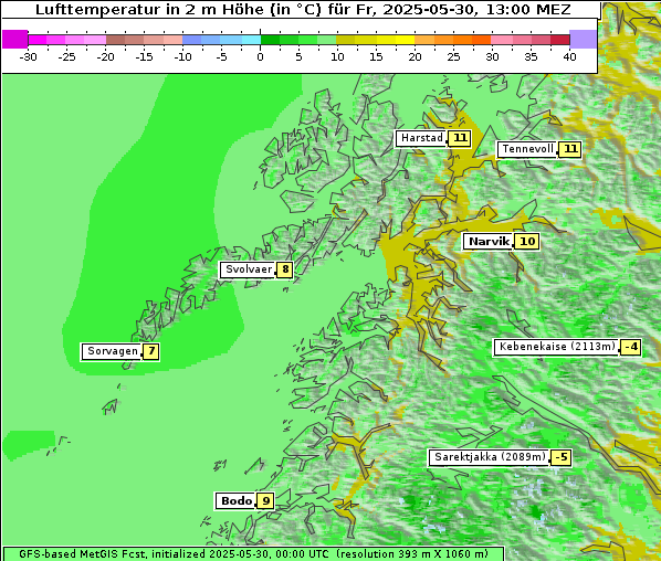 Temperatur, 30. 5. 2025