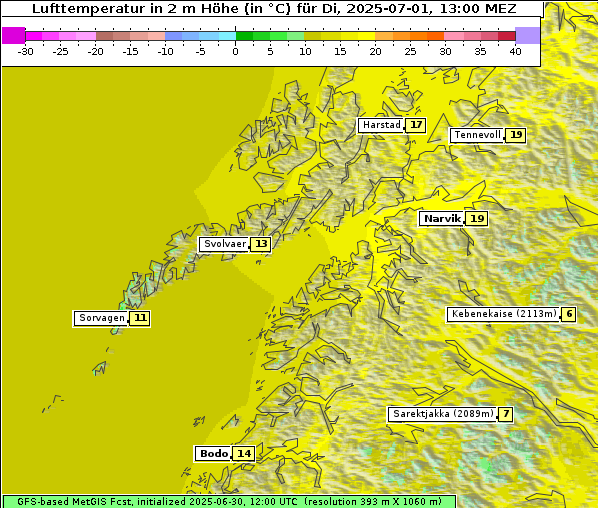 Temperatur, 1. 7. 2025