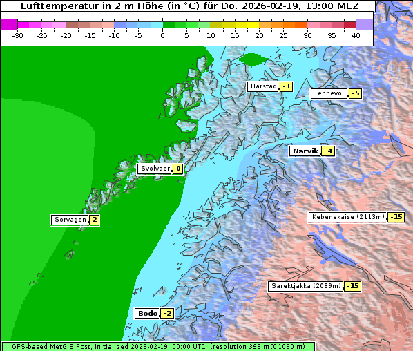 Temperatur, 19. 2. 2026