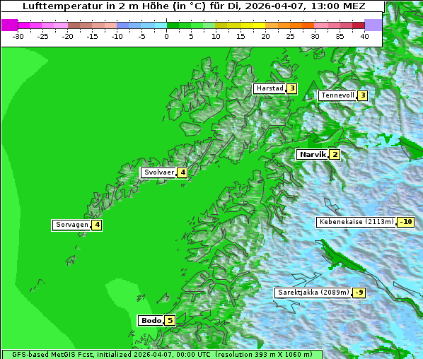 Temperatur, 7. 4. 2026