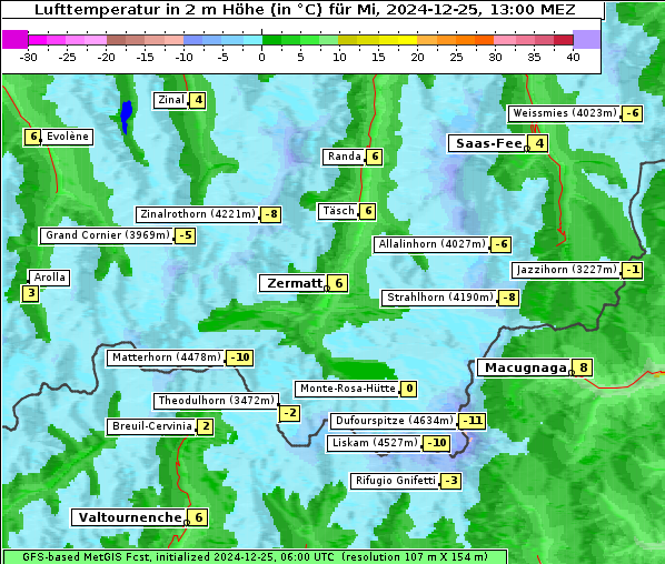 Temperatur, 25. 12. 2024