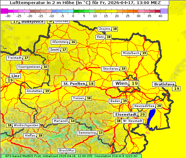 Temperatur, 17. 4. 2026