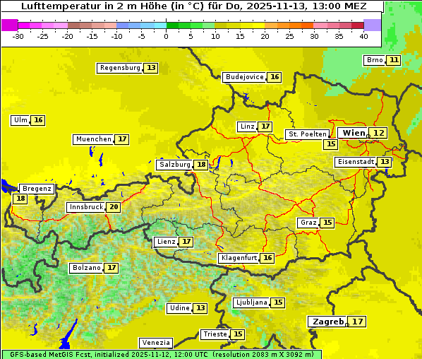 Temperatur, 13. 11. 2025