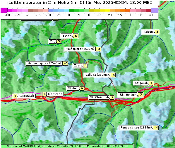 Temperatur, 24. 2. 2025