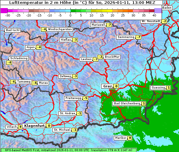 Temperatur, 11. 1. 2026