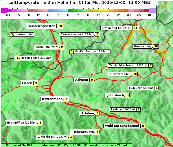 Temperatur, 8. 12. 2025