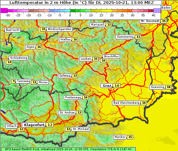 Temperatur, 21. 10. 2025