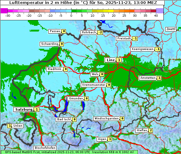 Temperatur, 23. 11. 2025