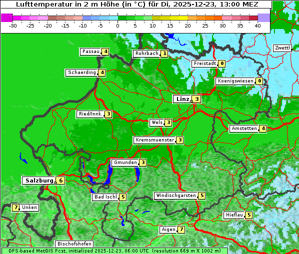 Temperatur, 23. 12. 2025
