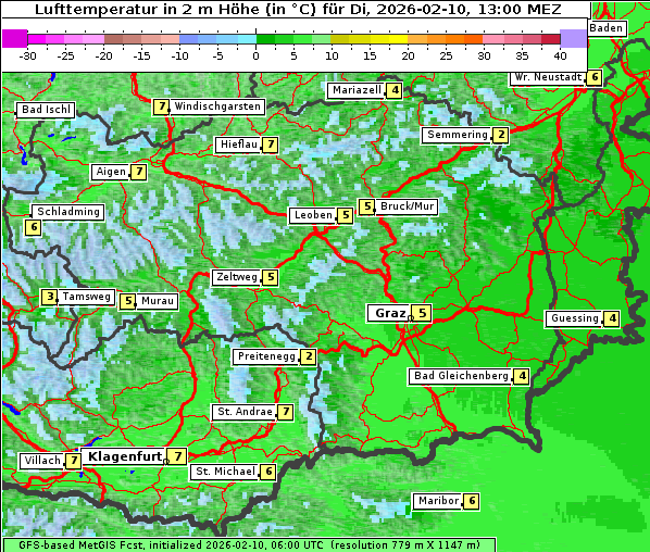 Temperatur, 10. 2. 2026