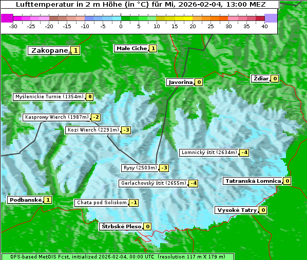 Temperatur, 4. 2. 2026