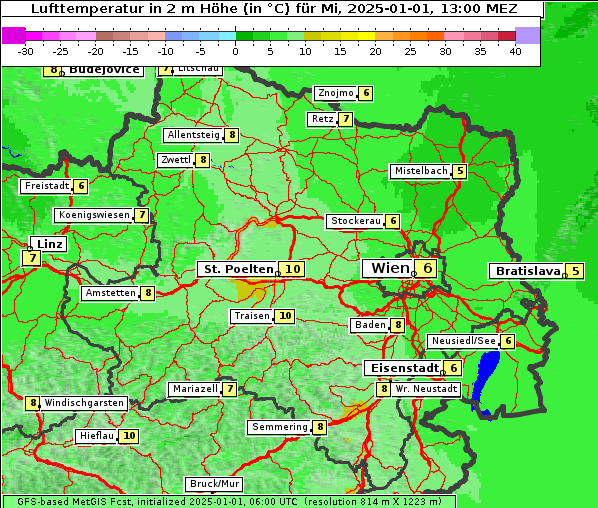 Temperatur, 1. 1. 2025