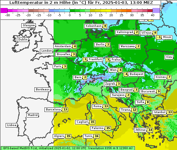 Temperatur, 3. 1. 2025