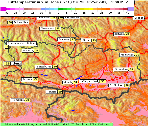 Temperatur, 2. 7. 2025