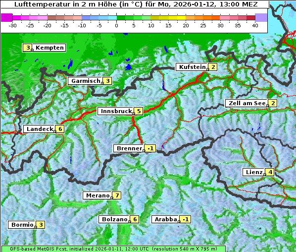 Temperatur, 12. 1. 2026