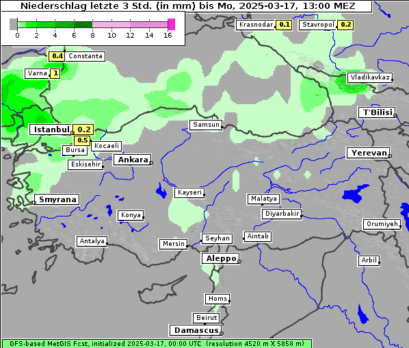 Niederschlag, 17. 3. 2025