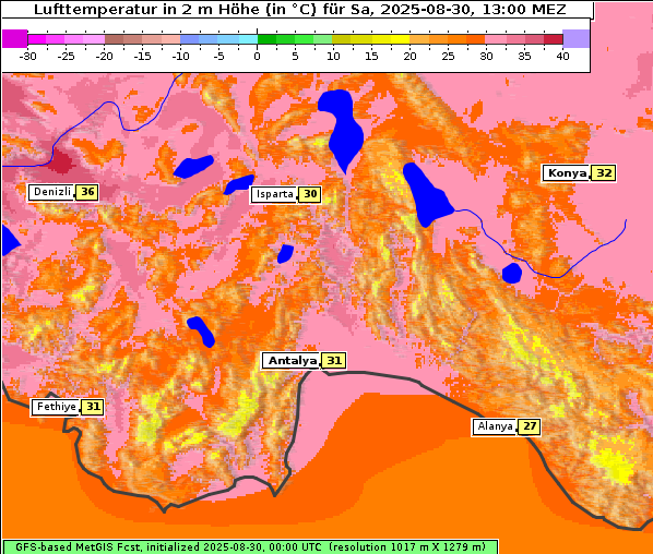 Temperatur, 30. 8. 2025