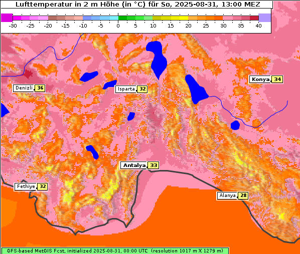 Temperatur, 31. 8. 2025