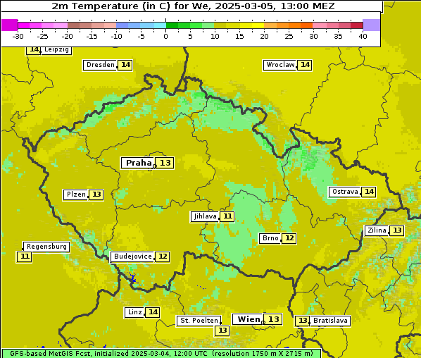 Temperatur, 5. 3. 2025