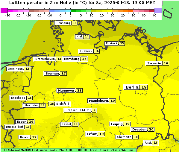 Temperatur, 18. 4. 2026