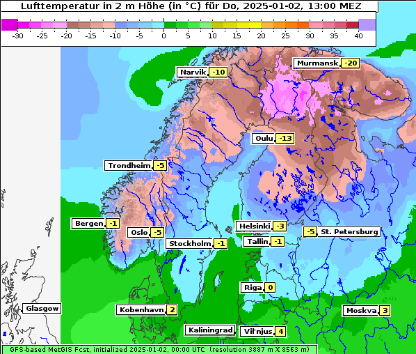 Temperatur, 2. 1. 2025