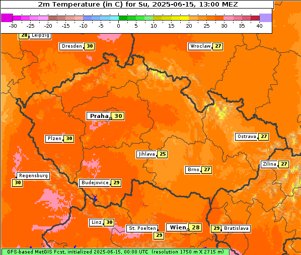 Temperatur, 15. 6. 2025