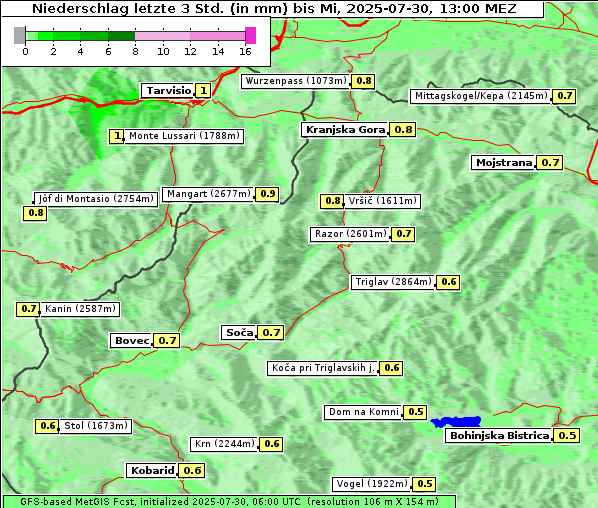 Niederschlag, 30. 7. 2025