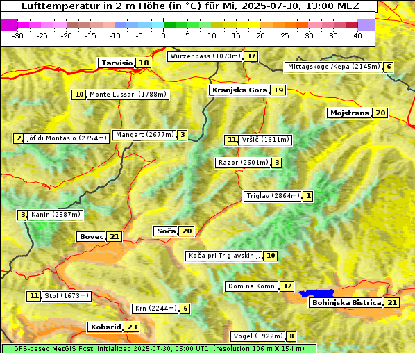 Temperatur, 30. 7. 2025