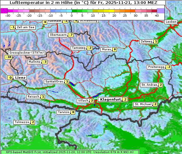 Temperatur, 21. 11. 2025