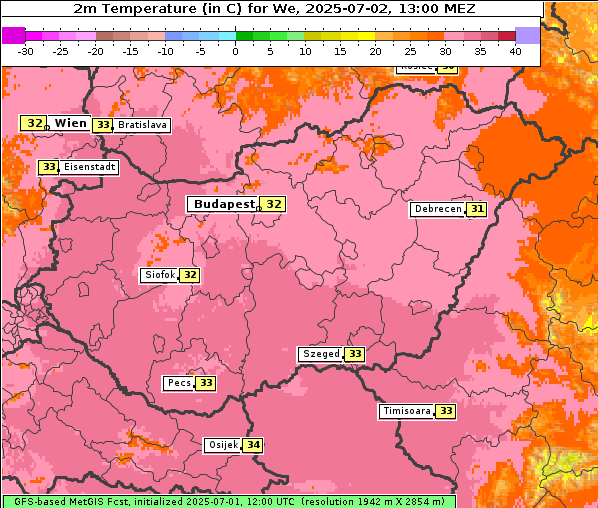 Temperatur, 2. 7. 2025