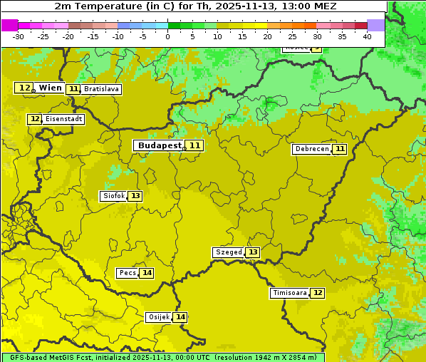 Temperatur, 13. 11. 2025