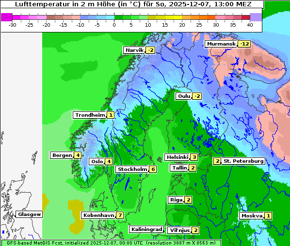Temperatur, 7. 12. 2025