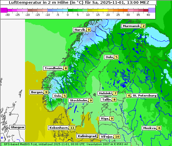 Temperatur, 1. 11. 2025