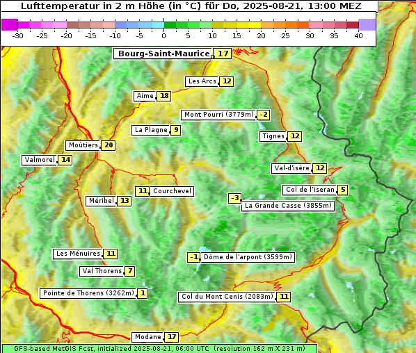 Temperatur, 21. 8. 2025
