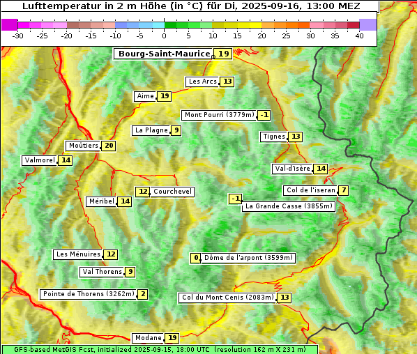 Temperatur, 16. 9. 2025