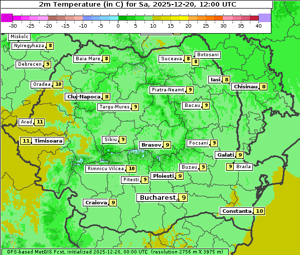 Temperatur, 20. 12. 2025