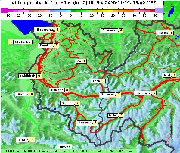 Temperatur, 29. 11. 2025