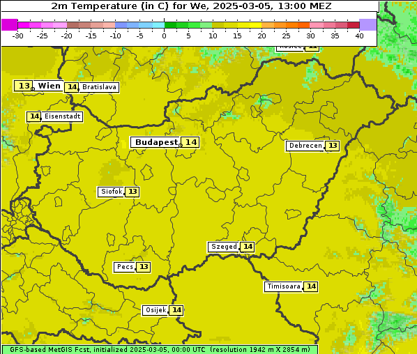 Temperatur, 5. 3. 2025