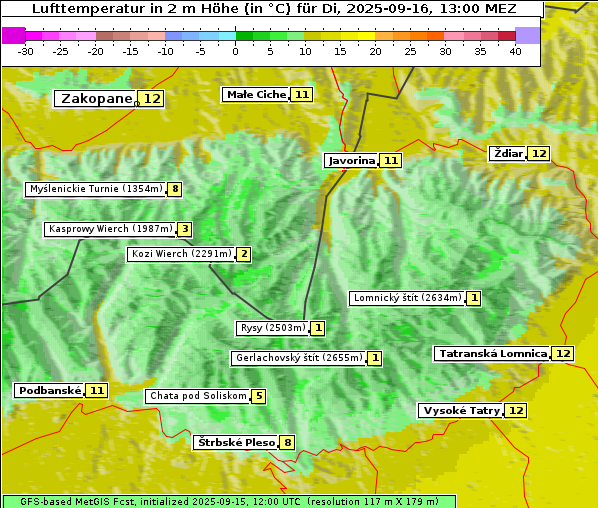 Temperatur, 16. 9. 2025
