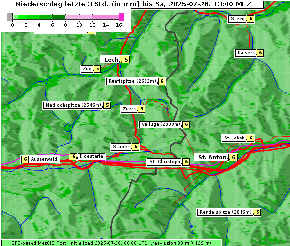 Niederschlag, 26. 7. 2025