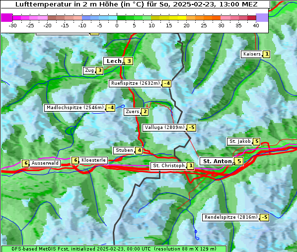 Temperatur, 23. 2. 2025